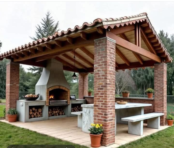 Quincho moderno con parrilla
