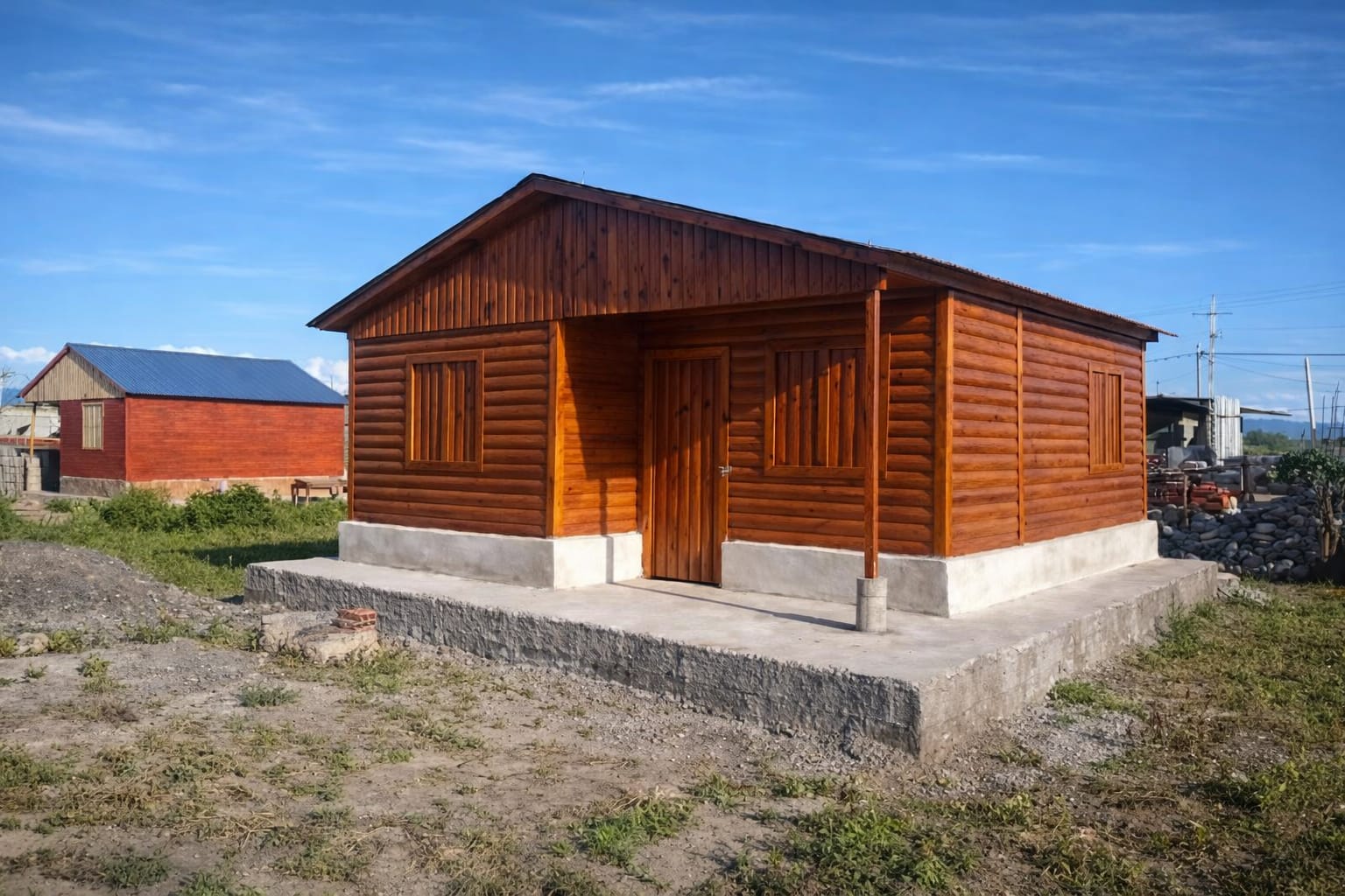 Cabaña doble panel símil tronco