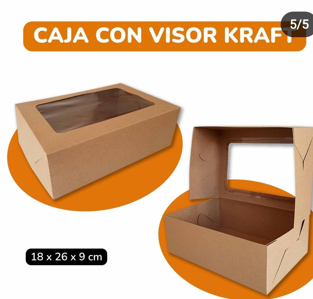 Caja con visor kraft